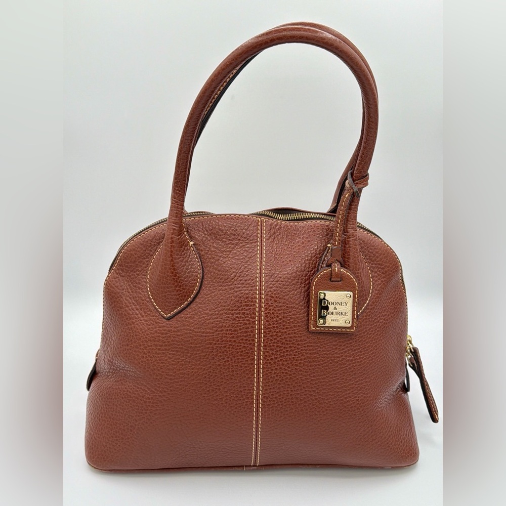 Dooney & Bourke Brown Pebble Leather Shoulder Bag - Picture 1 of 9